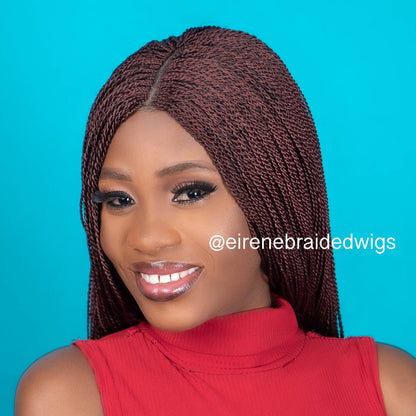 Braided Wigs for Black Women Senegalese Micro Twist Braided Wig – Short Feather Bob – Lace Closure – product image 3