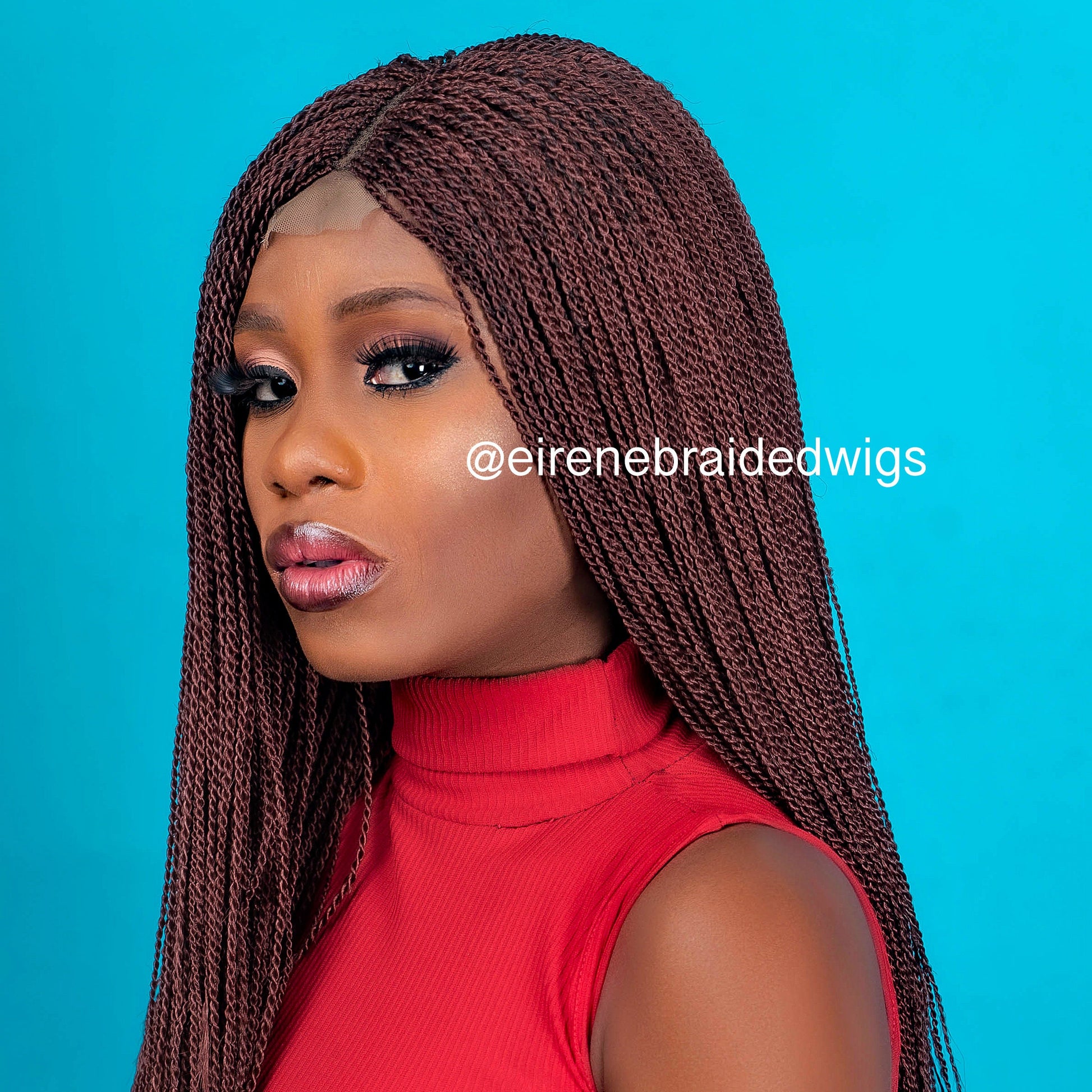 Braided Wigs for Black Women Senegalese Micro Twist Braided Wig – Short Feather Bob – Lace Closure – product image 4