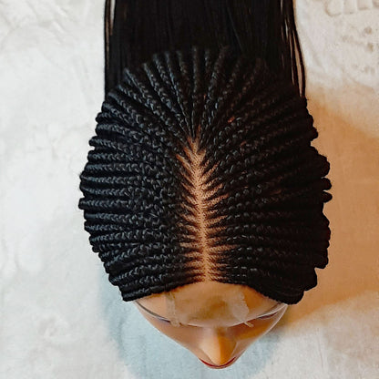 Braided Wigs for Black Women Braided Wig – Fulani Cornrow – Lace Closure – Long Black Wig – product image 6