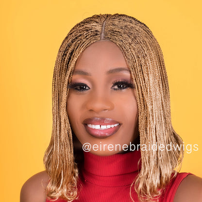 Braided Wigs for Black Women Micro Twist Braided Wig – Short Bob – Gold Locs – Lace Front – product image 2