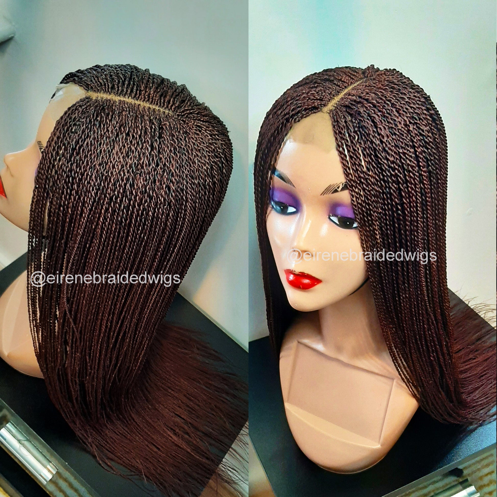 Braided Wigs for Black Women Senegalese Micro Twist Braided Wig – Short Feather Bob – Lace Closure – product image 2