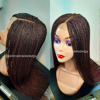 Braided Wigs for Black Women Senegalese Micro Twist Braided Wig – Short Feather Bob – Lace Closure – product image 2