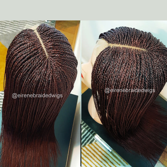 Braided Wigs for Black Women Senegalese Micro Twist Braided Wig – Short Feather Bob – Lace Closure – product image 1