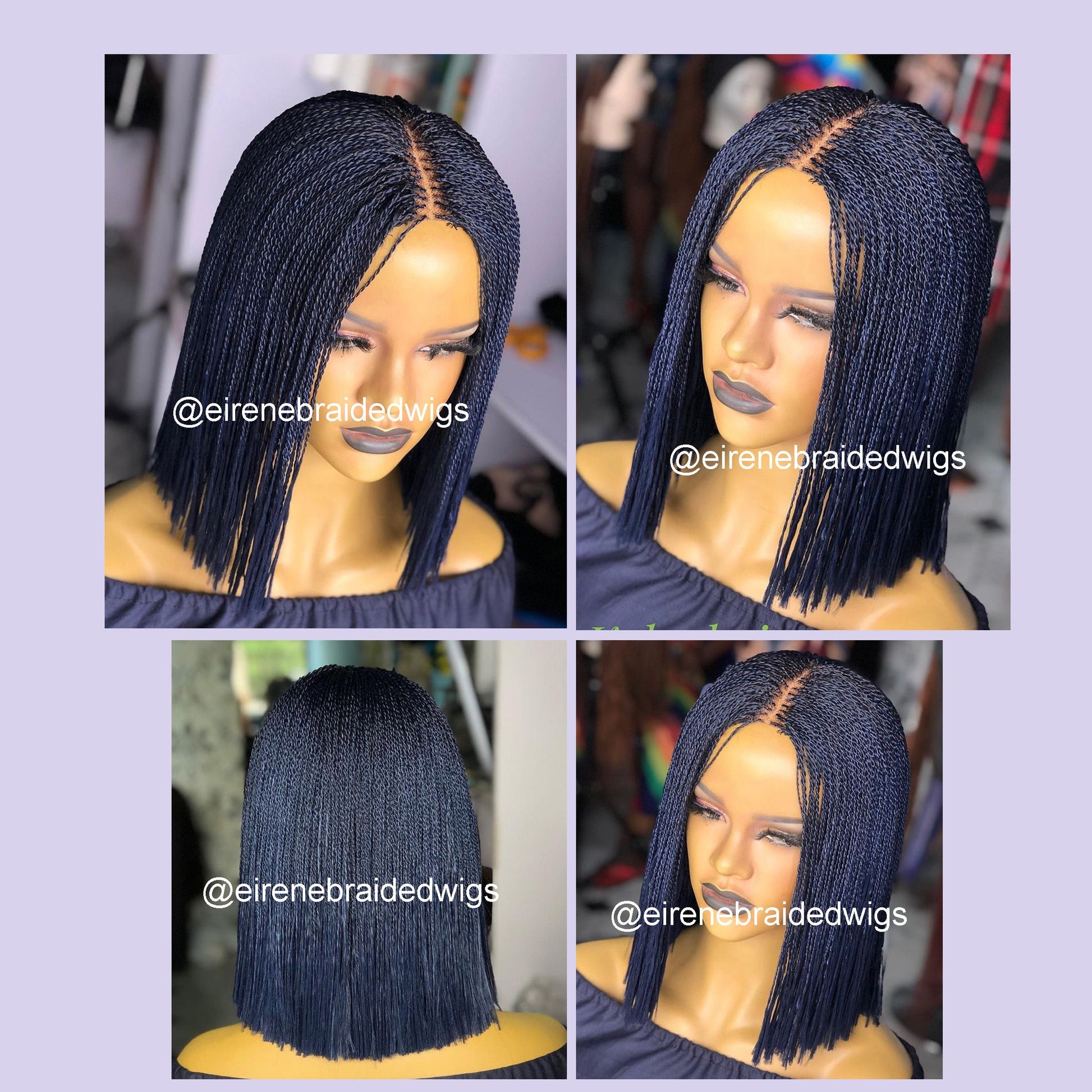 READY TO SHIP Short Bob Braided Micro Twist Wig for Black Women – Nano Braids Human Hair Lace Closure Single Box Braid Wig – Red – product image 5