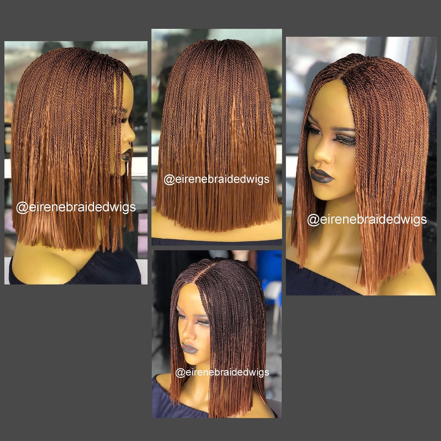 Braided Wigs for Black Women Short Bob Braided Micro Twist Wig – Human Hair Lace Closure – Red Black Purple – product image 3