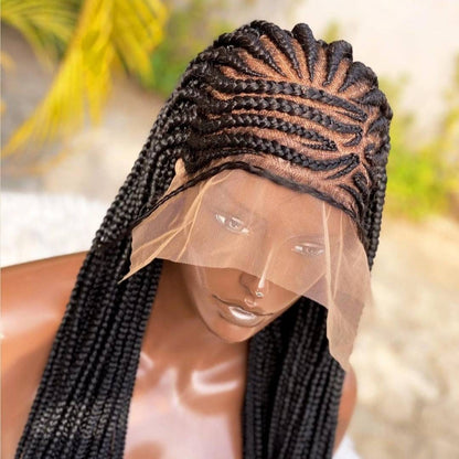 Braided Wigs for Black Women Lace Frontal Braided Wig – Cornrow Lemonade Braids – Ghana Weave – product image 4