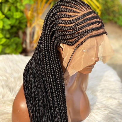 Braided Wigs for Black Women Lace Frontal Braided Wig – Cornrow Lemonade Braids – Ghana Weave – product image 5