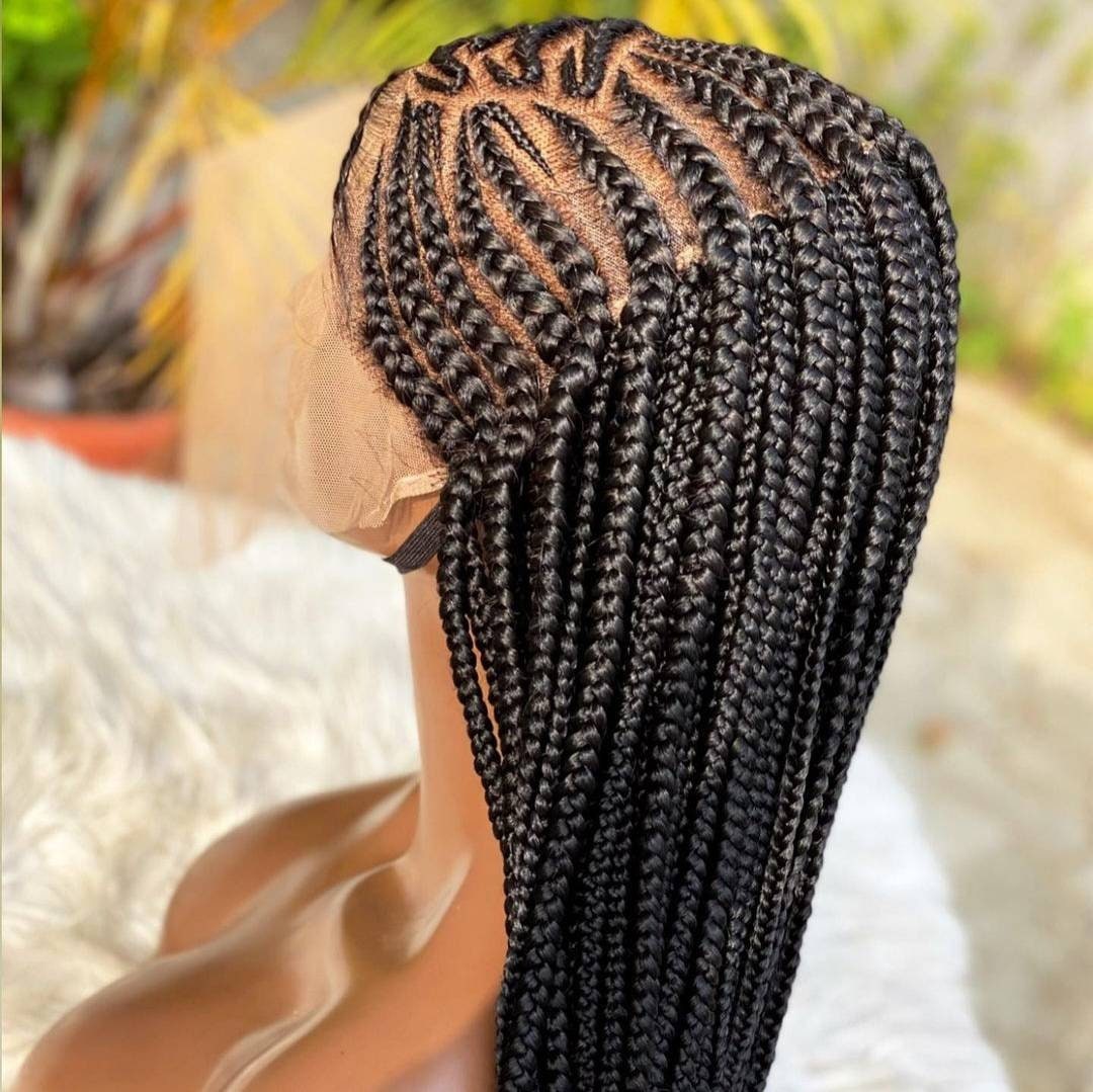 Braided Wigs for Black Women Lace Frontal Braided Wig – Cornrow Lemonade Braids – Ghana Weave – product image 7