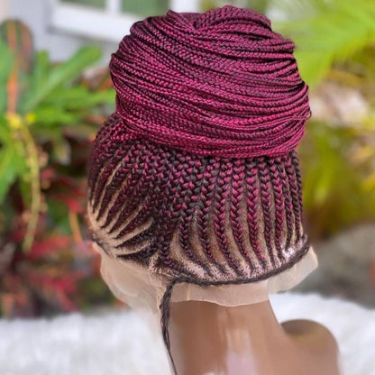 Full Lace Front Updo Braided Wig for Black Women – Cornrow Braids Wig – Baby Hair Ponytail Braids Wig – glueless lemonade Feed-in – product image 4