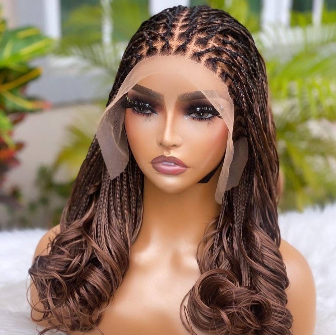 Braided Wigs for Black Women Knotless Box Braids Wig – Full Lace Spanish Curls Updo – product image 2