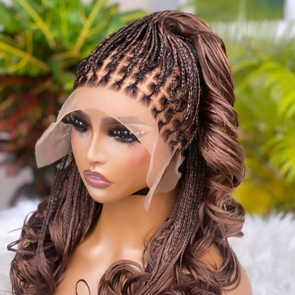 Braided Wigs for Black Women Knotless Box Braids Wig – Full Lace Spanish Curls Updo – product image 1