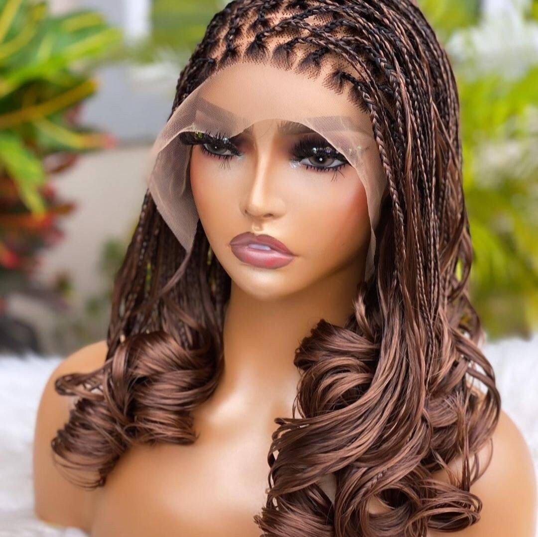 Braided Wigs for Black Women Knotless Box Braids Wig – Full Lace Spanish Curls Updo – product image 3