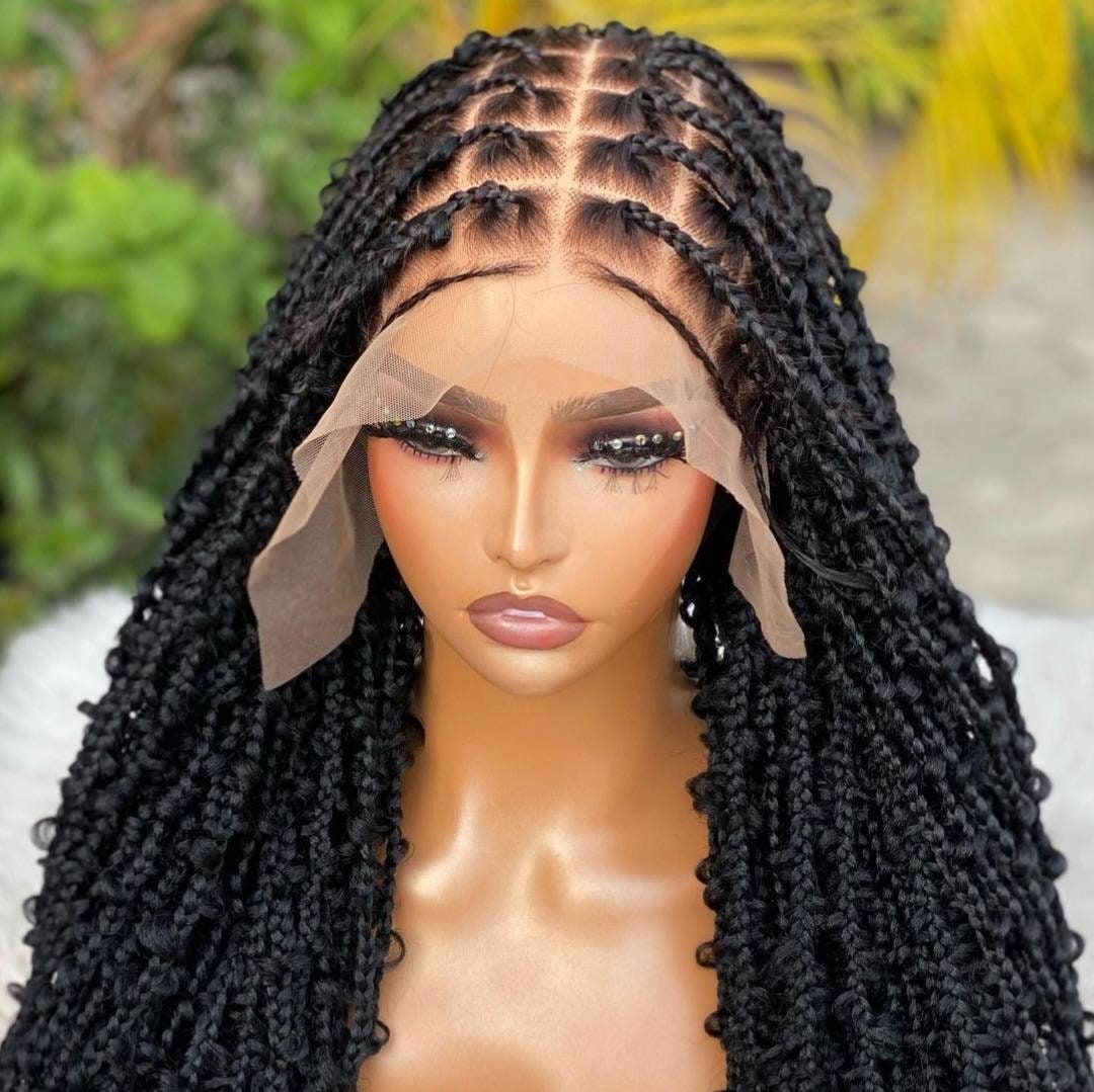full lace wig Box Braided Wig for Black Women – knotless full lace closure jumbo braid wig – christmas gift for mom – sister – wife – product image 6