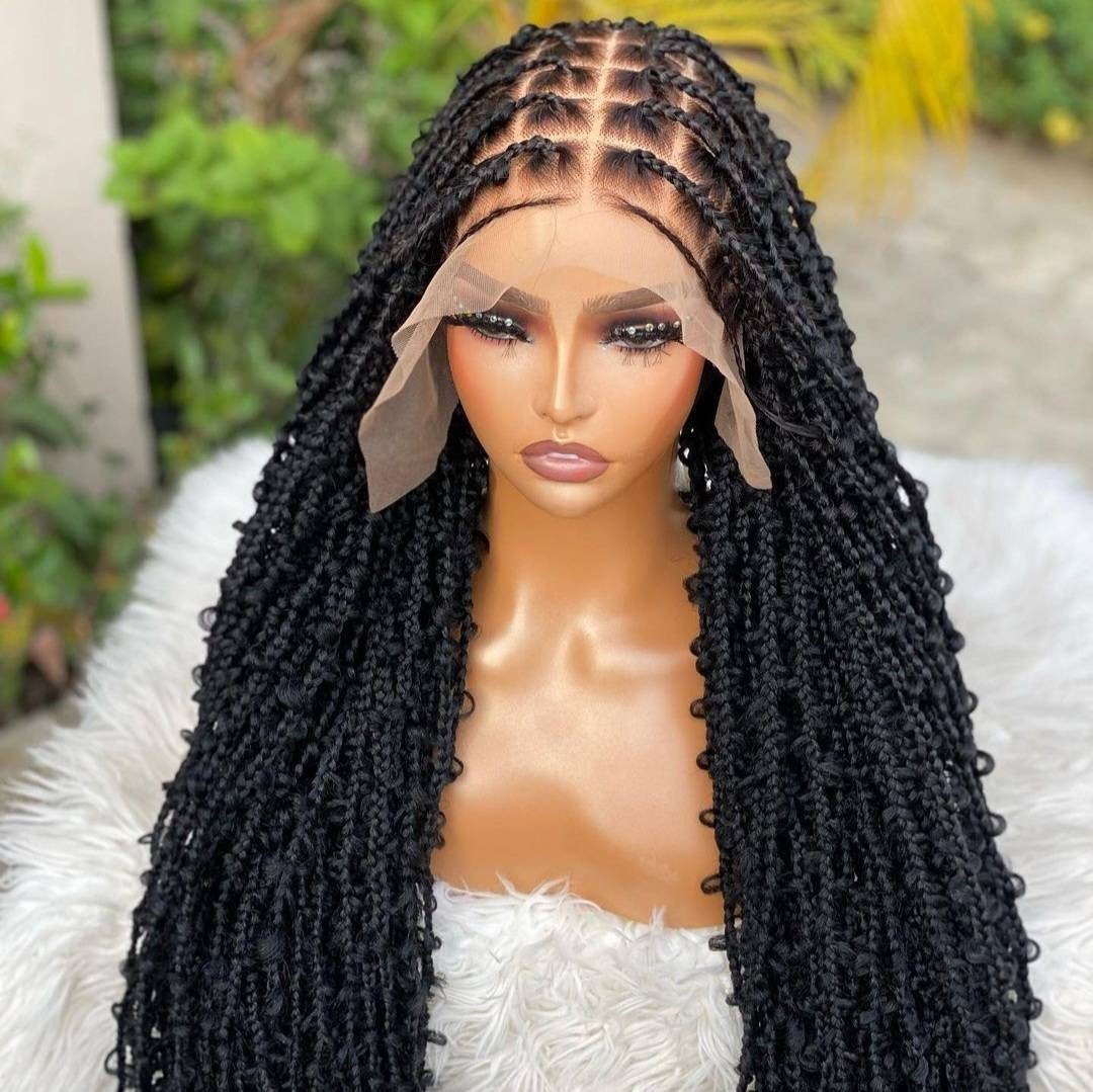 full lace wig Box Braided Wig for Black Women – knotless full lace closure jumbo braid wig – christmas gift for mom – sister – wife – product image 2