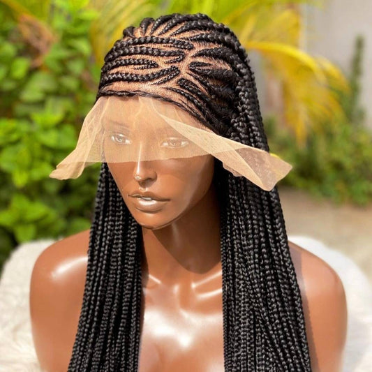 Braided Wigs for Black Women Lace Frontal Braided Wig – Cornrow Lemonade Braids – Ghana Weave – product image 1