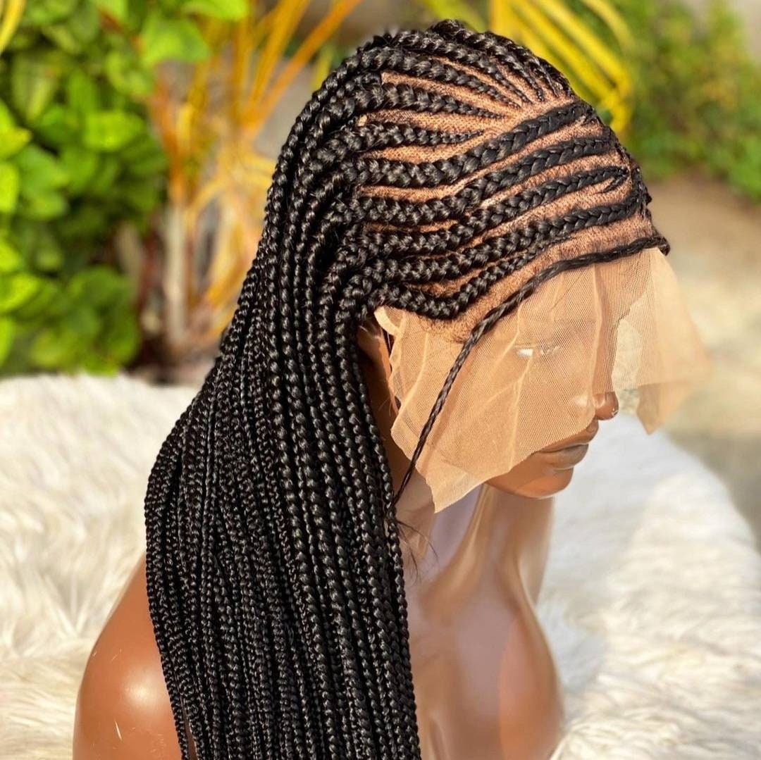 Braided Wigs for Black Women Lace Frontal Braided Wig – Cornrow Lemonade Braids – Ghana Weave – product image 3