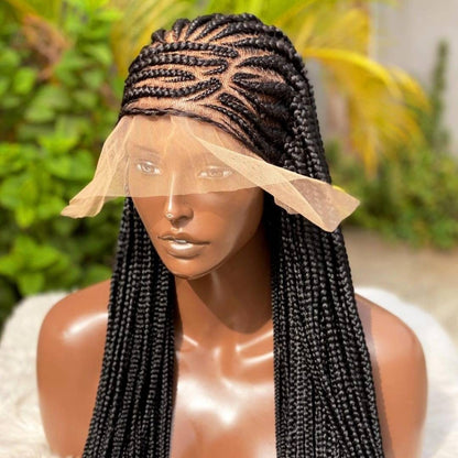 Braided Wigs for Black Women Lace Frontal Braided Wig – Cornrow Lemonade Braids – Ghana Weave – product image 2