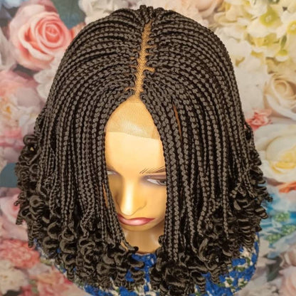 Braided Wigs for Black Women Curly Braided Wig – Short Bob – Lace Front – Fulani Ghana Weave – product image 7