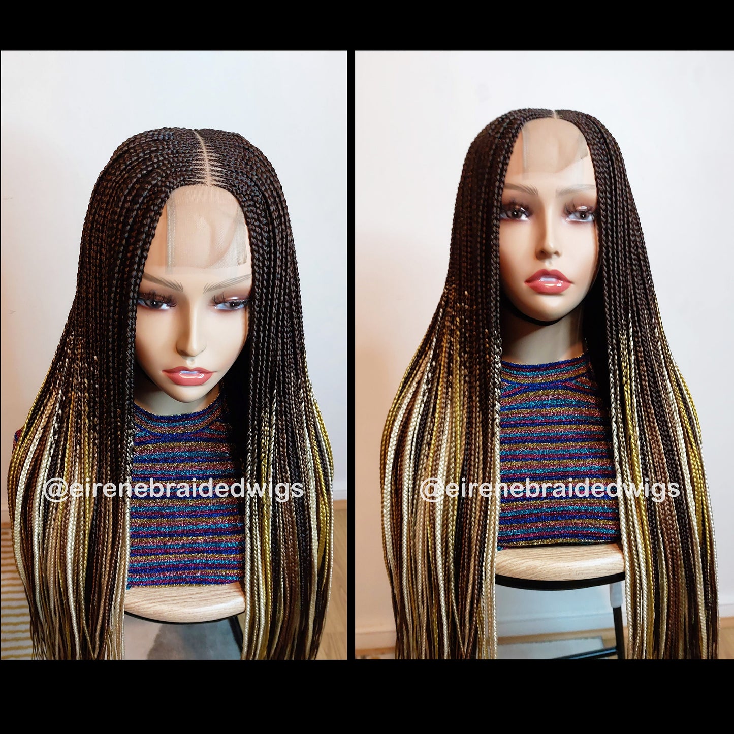 Fulani Cornrow Braided Wig for Black Women – Ghana weaving box braids wig – African Crochet Alopecia wig – Lace frontal human hair – product image 7