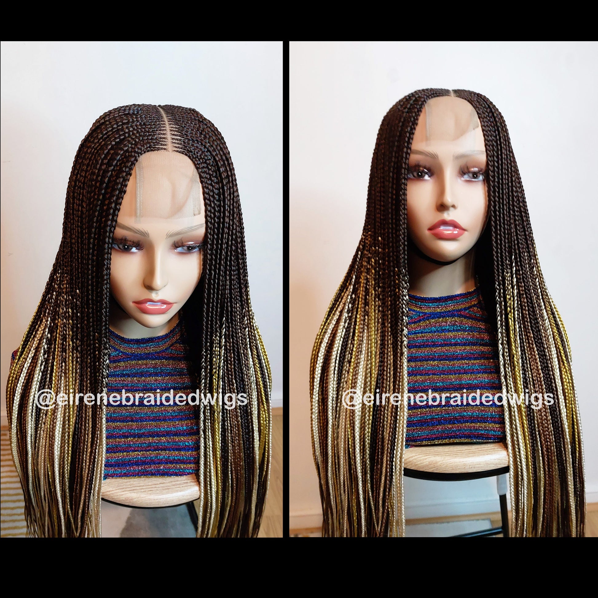 Fulani Cornrow Braided Wig for Black Women – Ghana weaving box braids wig – African Crochet Alopecia wig – Lace frontal human hair – product image 7