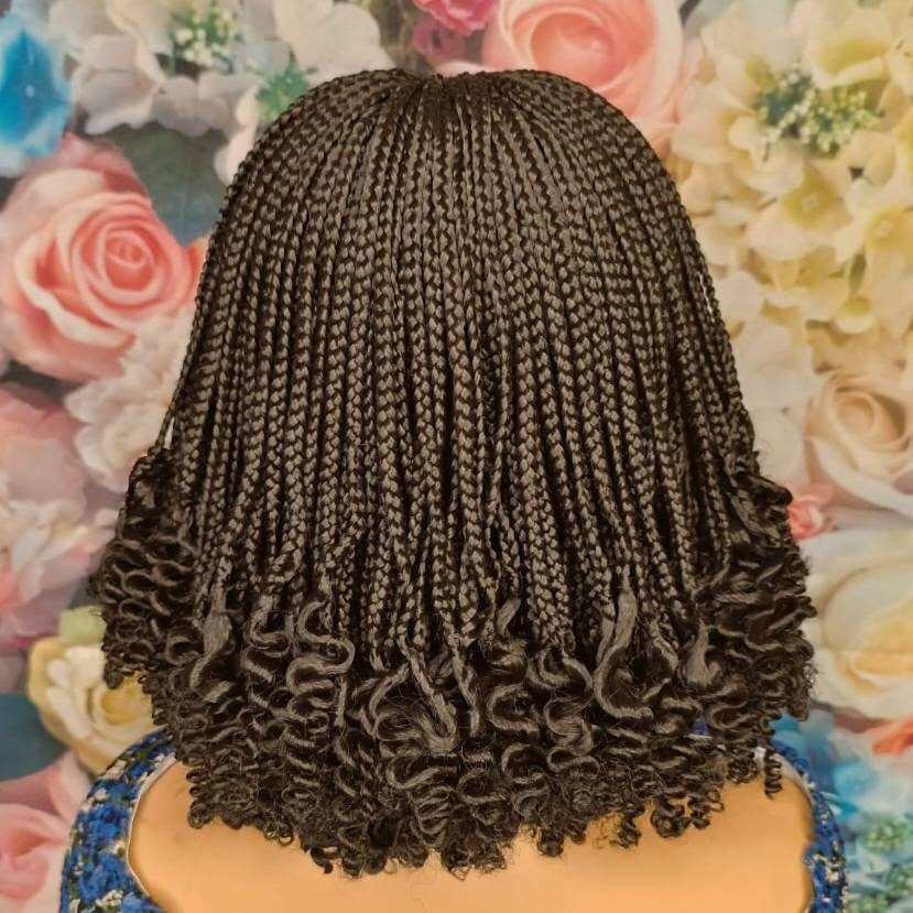 Braided Wigs for Black Women Curly Braided Wig – Short Bob – Lace Front – Fulani Ghana Weave – product image 6