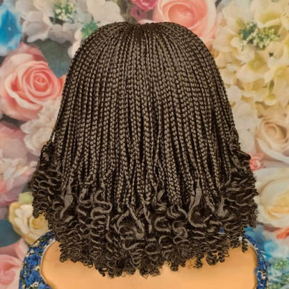 Braided Wigs for Black Women Curly Braided Wig – Short Bob – Lace Front – Fulani Ghana Weave – product image 6