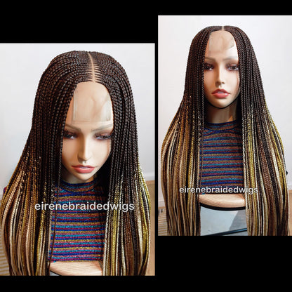 Fulani Cornrow Braided Wig for Black Women – Ghana weaving box braids wig – African Crochet Alopecia wig – Lace frontal human hair – product image 8