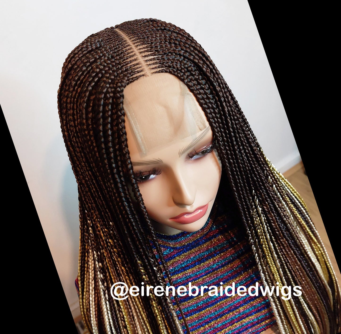 Fulani Cornrow Braided Wig for Black Women – Ghana weaving box braids wig – African Crochet Alopecia wig – Lace frontal human hair – product image 5