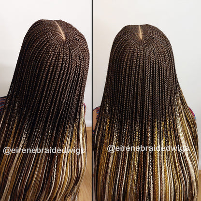 Fulani Cornrow Braided Wig for Black Women – Ghana weaving box braids wig – African Crochet Alopecia wig – Lace frontal human hair – product image 6