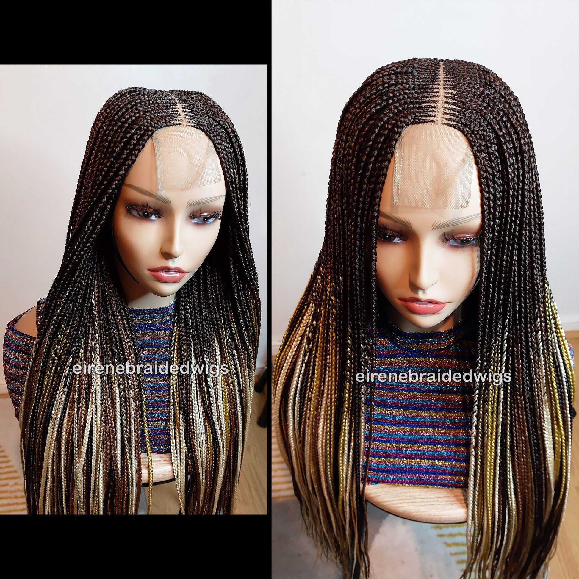 Fulani Cornrow Braided Wig for Black Women – Ghana weaving box braids wig – African Crochet Alopecia wig – Lace frontal human hair – product image 4