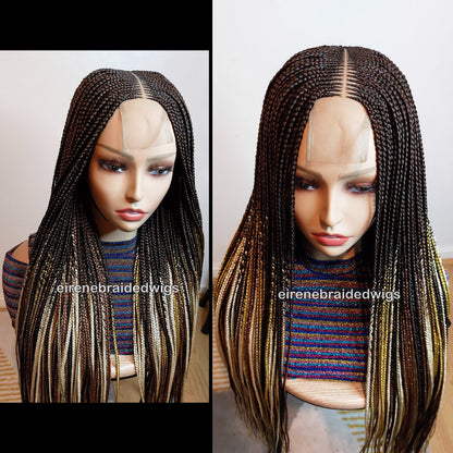 Fulani Cornrow Braided Wig for Black Women – Ghana weaving box braids wig – African Crochet Alopecia wig – Lace frontal human hair – product image 4