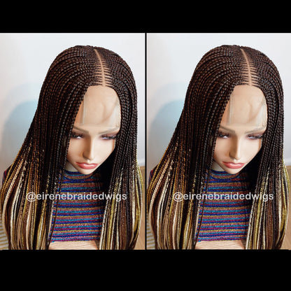 Fulani Cornrow Braided Wig for Black Women – Ghana weaving box braids wig – African Crochet Alopecia wig – Lace frontal human hair – product image 3
