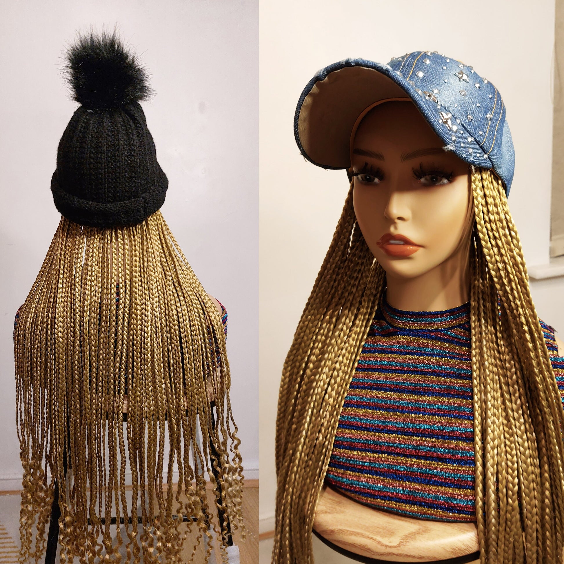 Braided Wigs for Black Women Braided Wig Hat – Quick Crochet Braid Cap for Hair Loss – product image 3