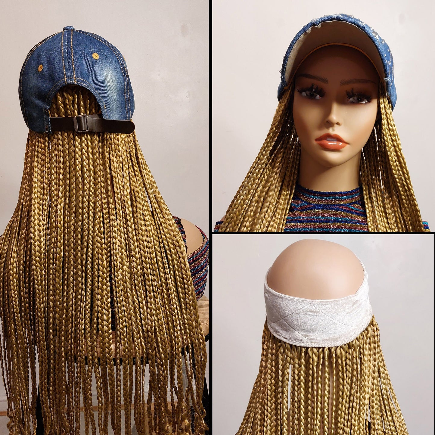 Braided Wigs for Black Women Braided Wig Hat – Quick Crochet Braid Cap for Hair Loss – product image 2