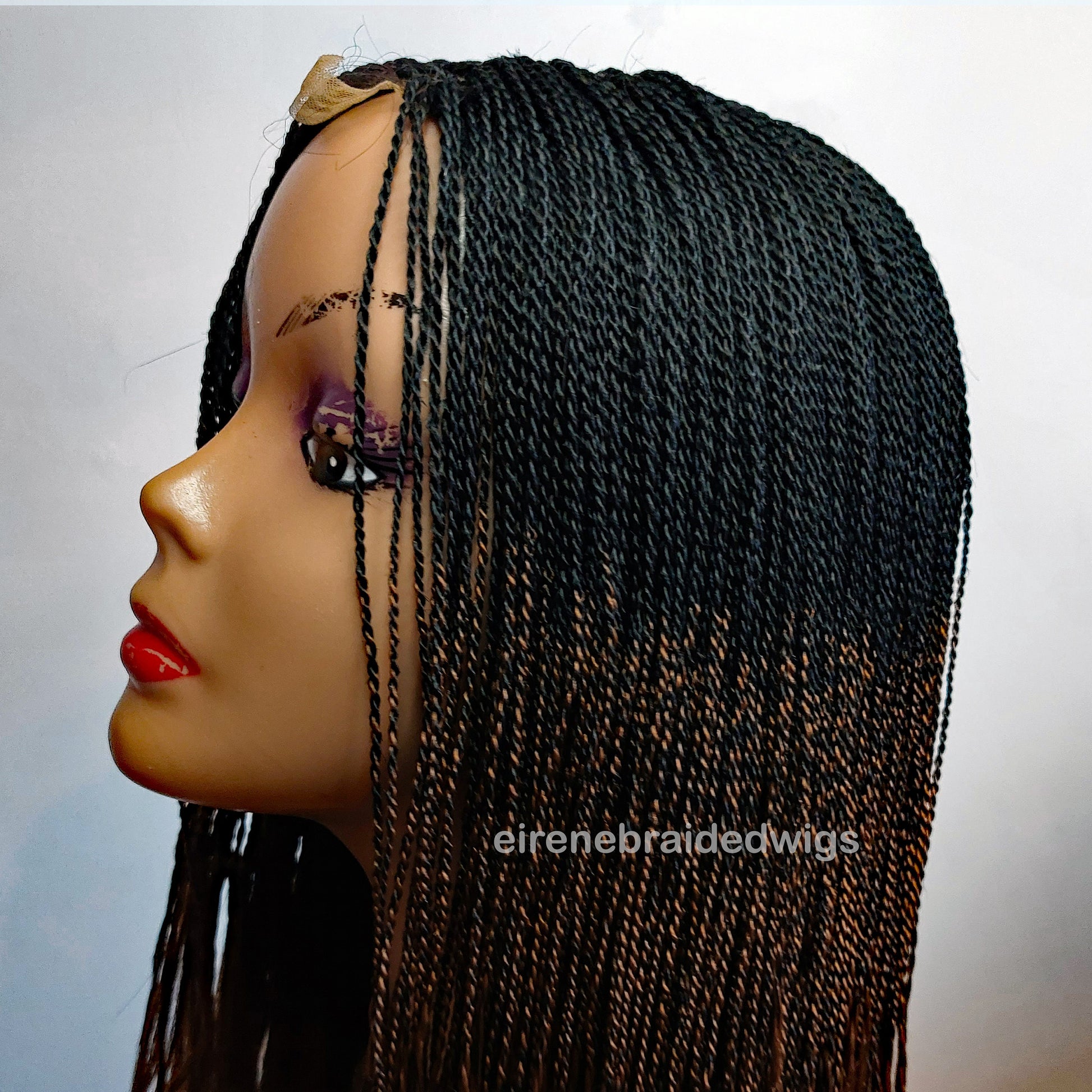 Braided Wigs for Black Women Senegalese Micro Twist Braided Wig – Short Feather Bob – Lace Closure – product image 4