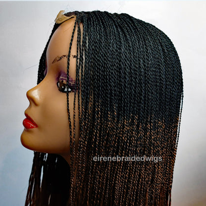 Braided Wigs for Black Women Senegalese Micro Twist Braided Wig – Short Feather Bob – Lace Closure – product image 4