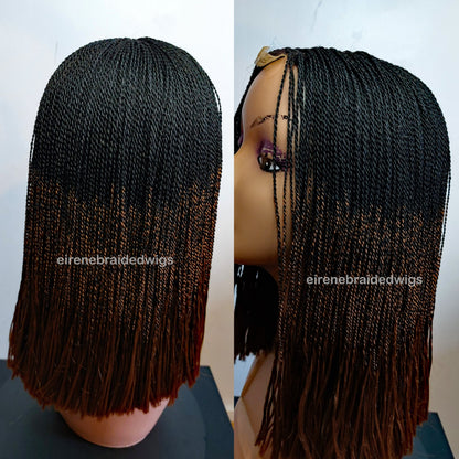 Braided Wigs for Black Women Senegalese Micro Twist Braided Wig – Short Feather Bob – Lace Closure – product image 2