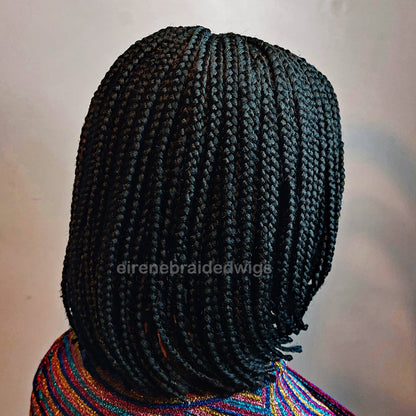 Braided Wigs for Black Women Bob Braided Wig – Short Cornrow Wig with curved Parting – product image 4