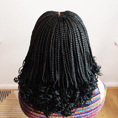 Black curly Braided Wig