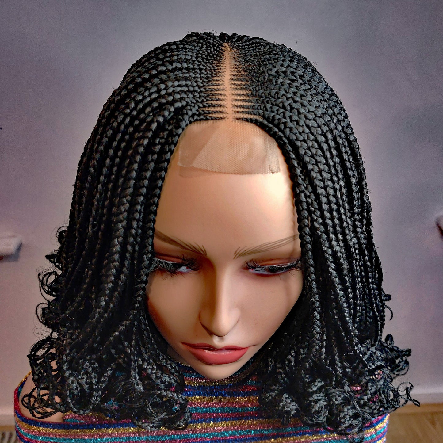 Black curly Braided Wig