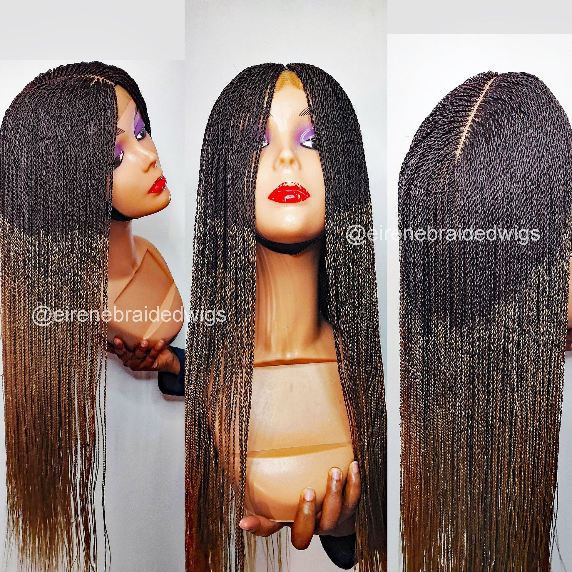 Braided Wigs for Black Women Senegalese Micro Twist Braided Wig – Short Feather Bob – Lace Closure – product image 2