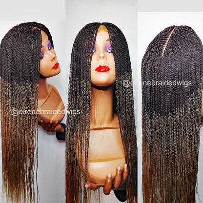 Braided Wigs for Black Women Senegalese Micro Twist Braided Wig – Short Feather Bob – Lace Closure – product image 2