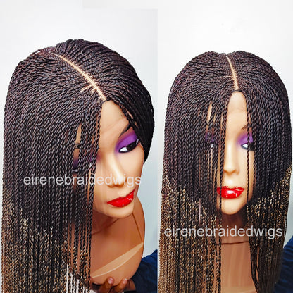Braided Wigs for Black Women Senegalese Micro Twist Braided Wig – Short Feather Bob – Lace Closure – product image 3