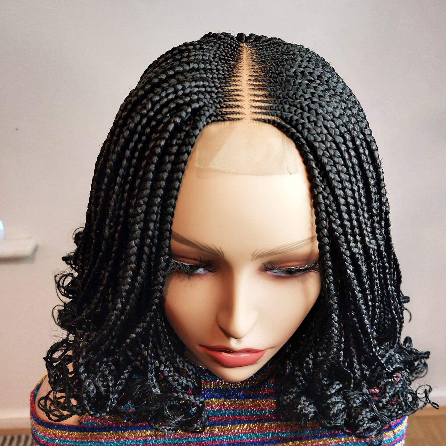 Black curly Braided Wig