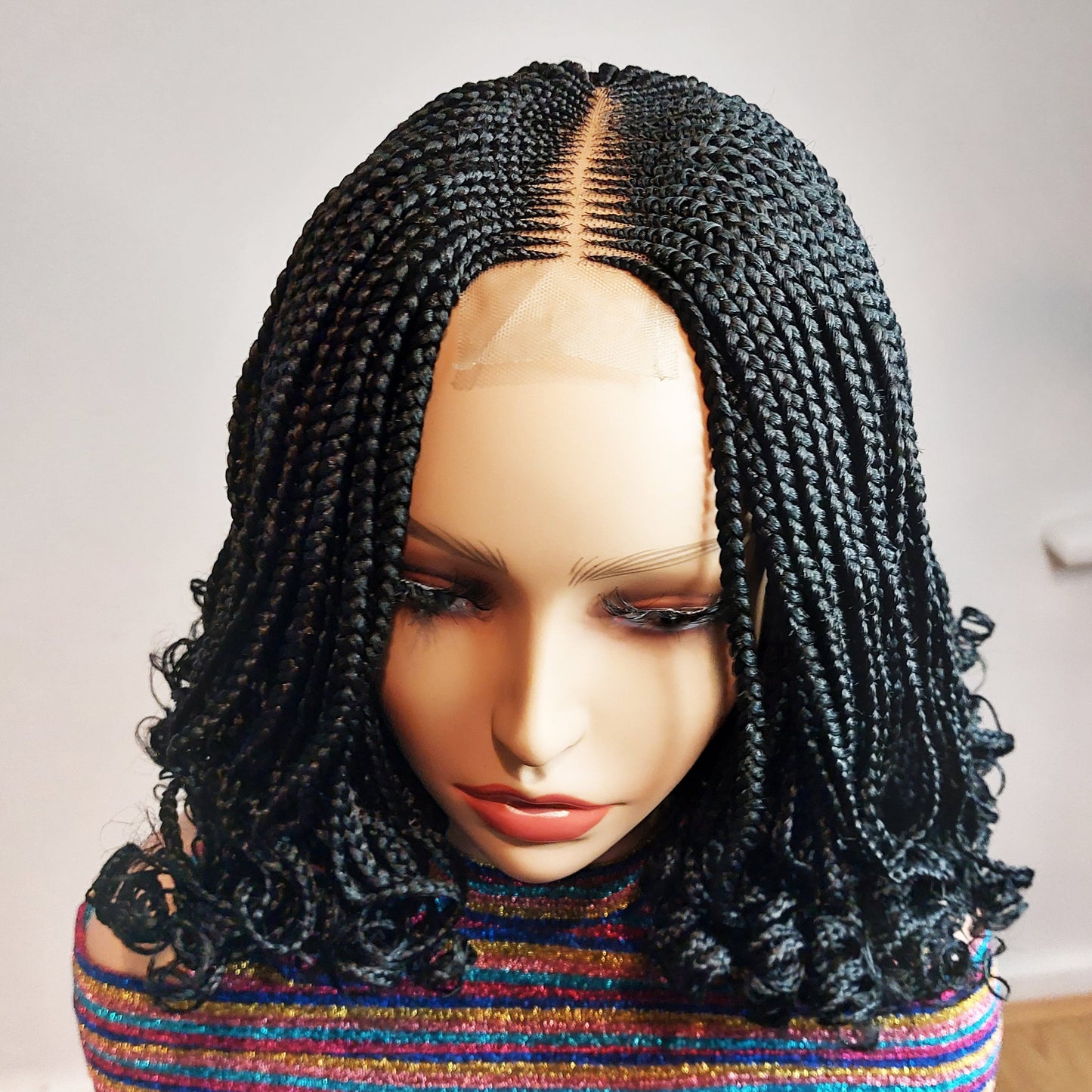 Black curly Braided Wig