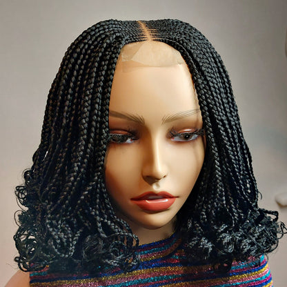 Black curly Braided Wig