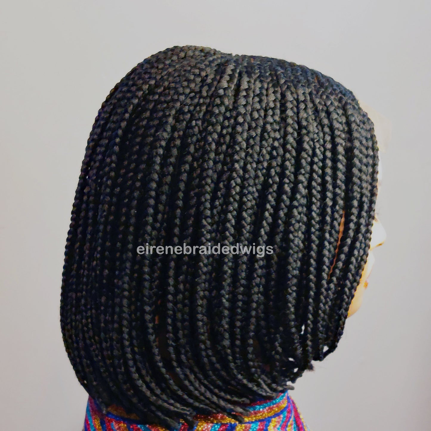 Braided Wigs for Black Women Bob Braided Wig – Short Cornrow Wig with curved Parting – product image 9