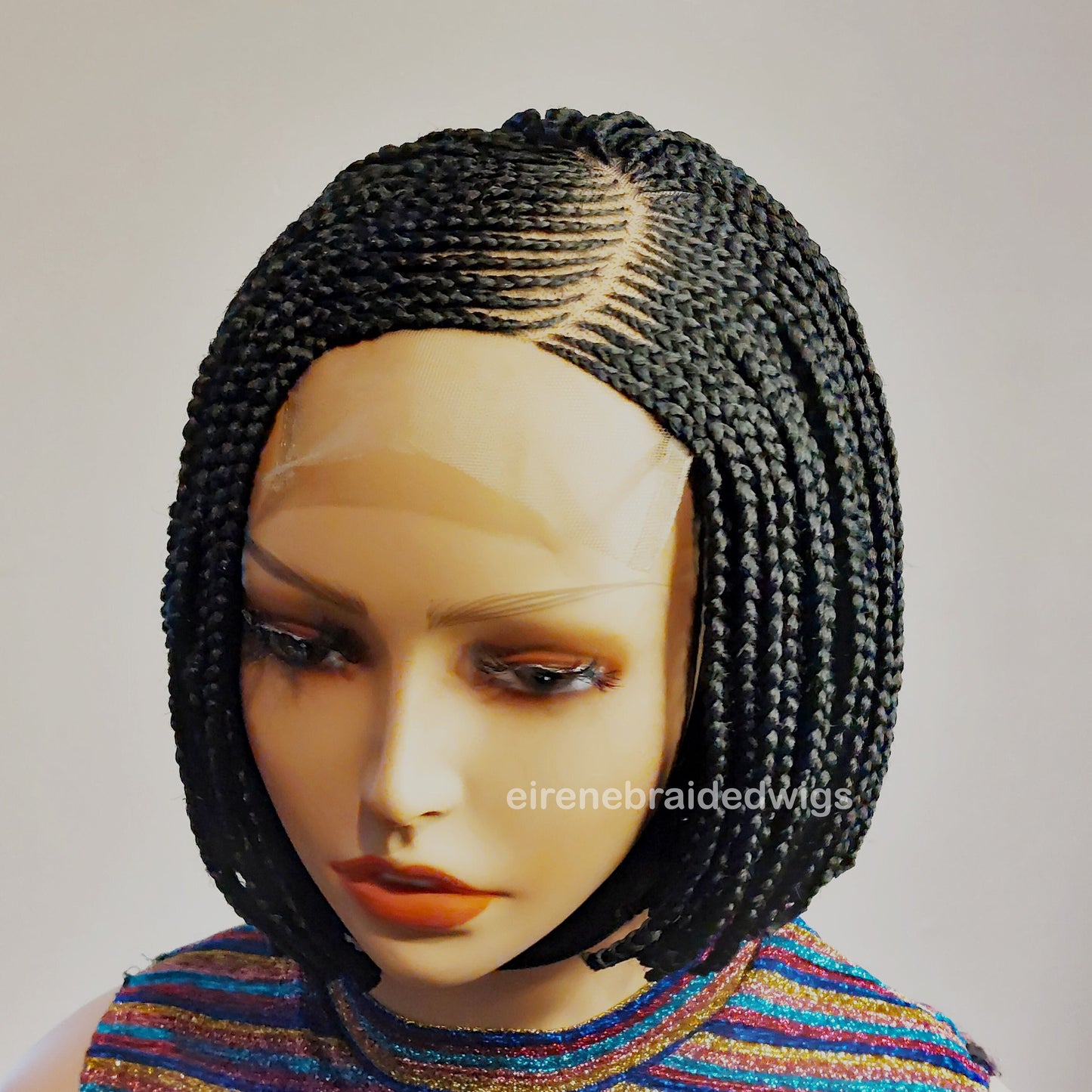 Braided Wigs for Black Women Bob Braided Wig – Short Cornrow Wig with curved Parting – product image 2