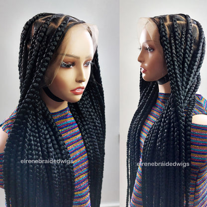 Braided Wigs for Black Women Knotless Big Box Braids Wig – Lace Frontal – Afro – Long – Glueless – product image 4
