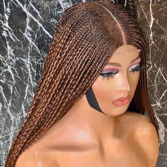 Lace Frontal Loose Braids Cornrow Braided Wig for Black Women – Ghana Weave Box Braids Wig – product image 7